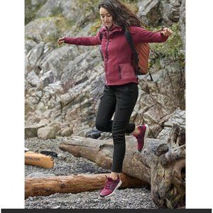 Athleta Black Slim Cargo Pants with Burgundy Accents